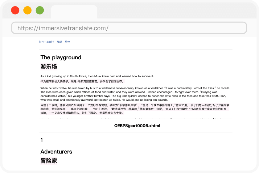 ePub eBook bilingual translation