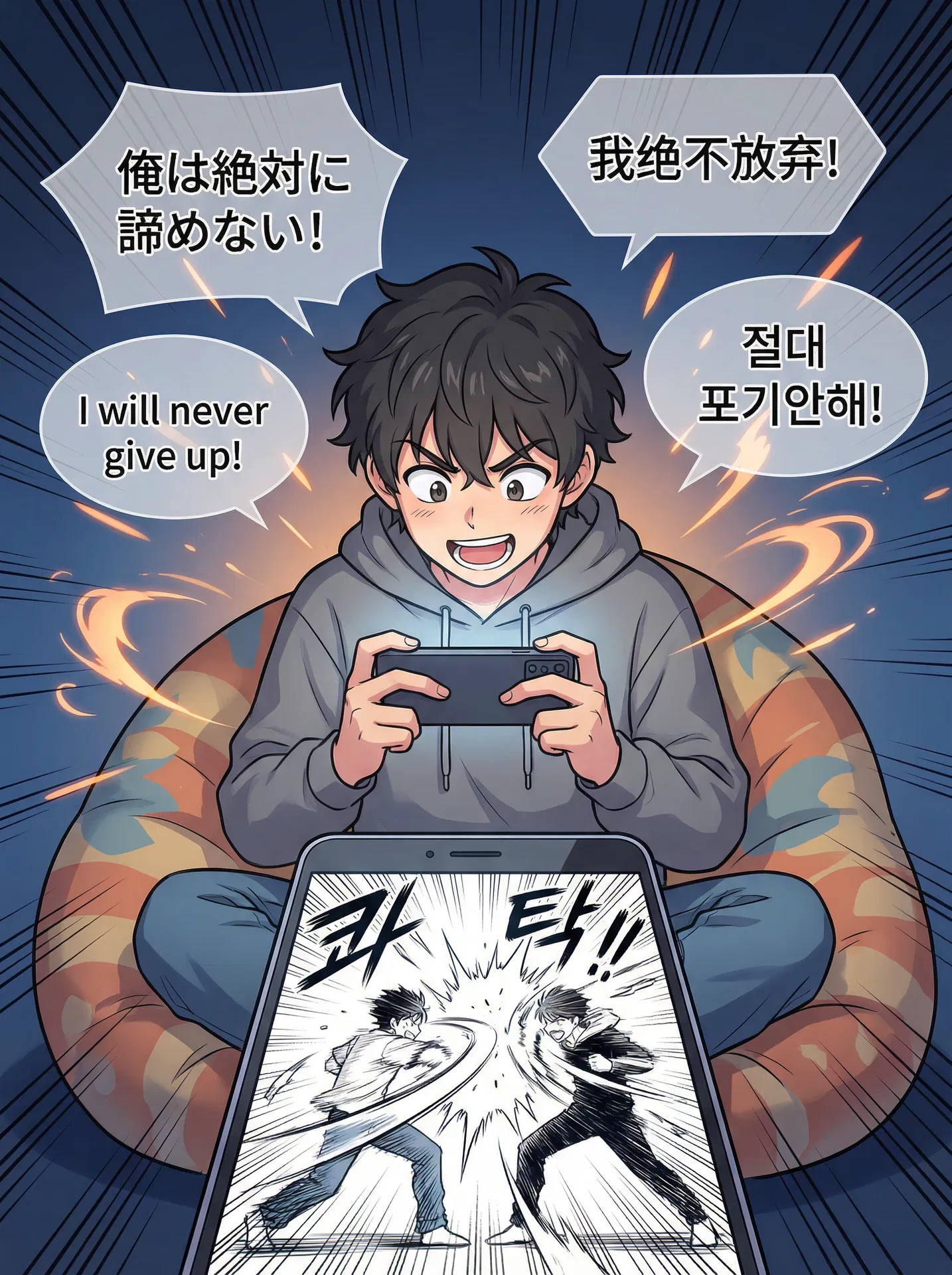Ein Leser liest mit Immersive Translate einen Action-Manga