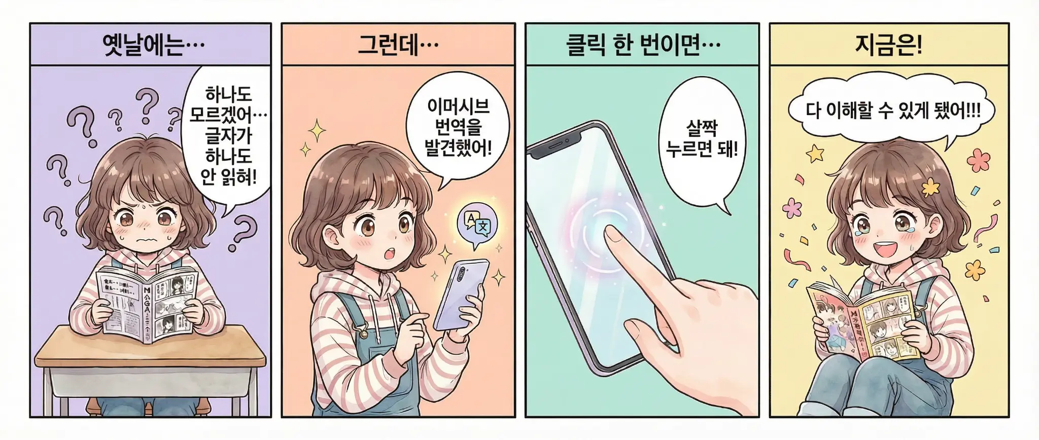 네 칸 만��화: 만화를 이해하지 못하던 순간부터 모든 글을 읽게 되기까지